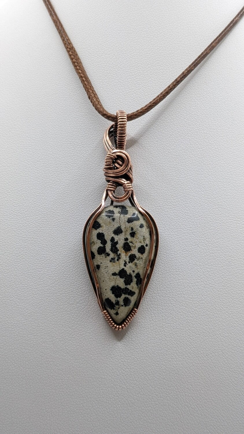 Dalmation Jasper Pendant wrapped in Copper and oxidised
