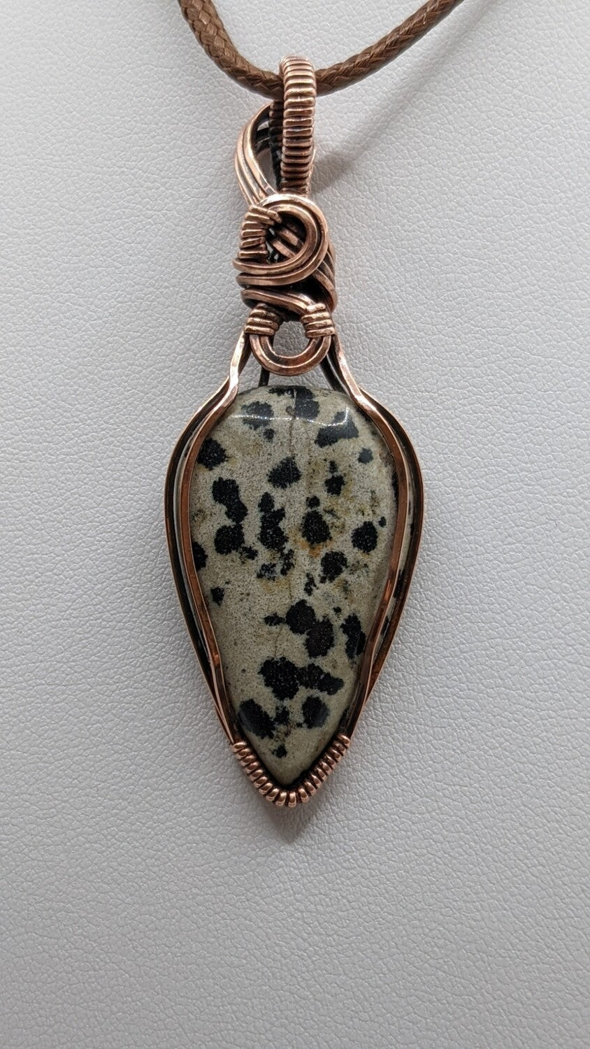 Dalmation Jasper Pendant wrapped in Copper and oxidised