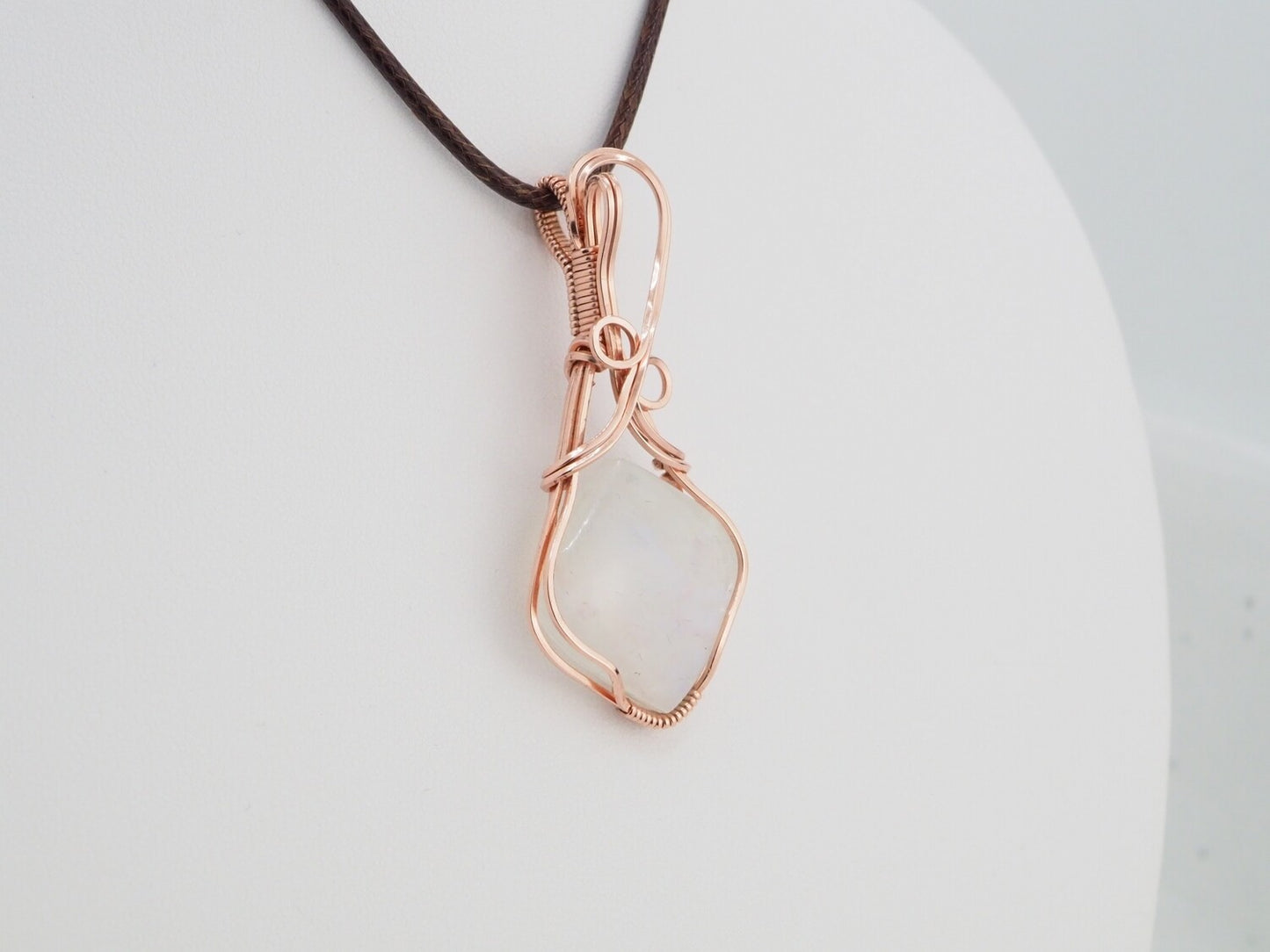 Rainbow Moonstone Pendant wrapped in copper