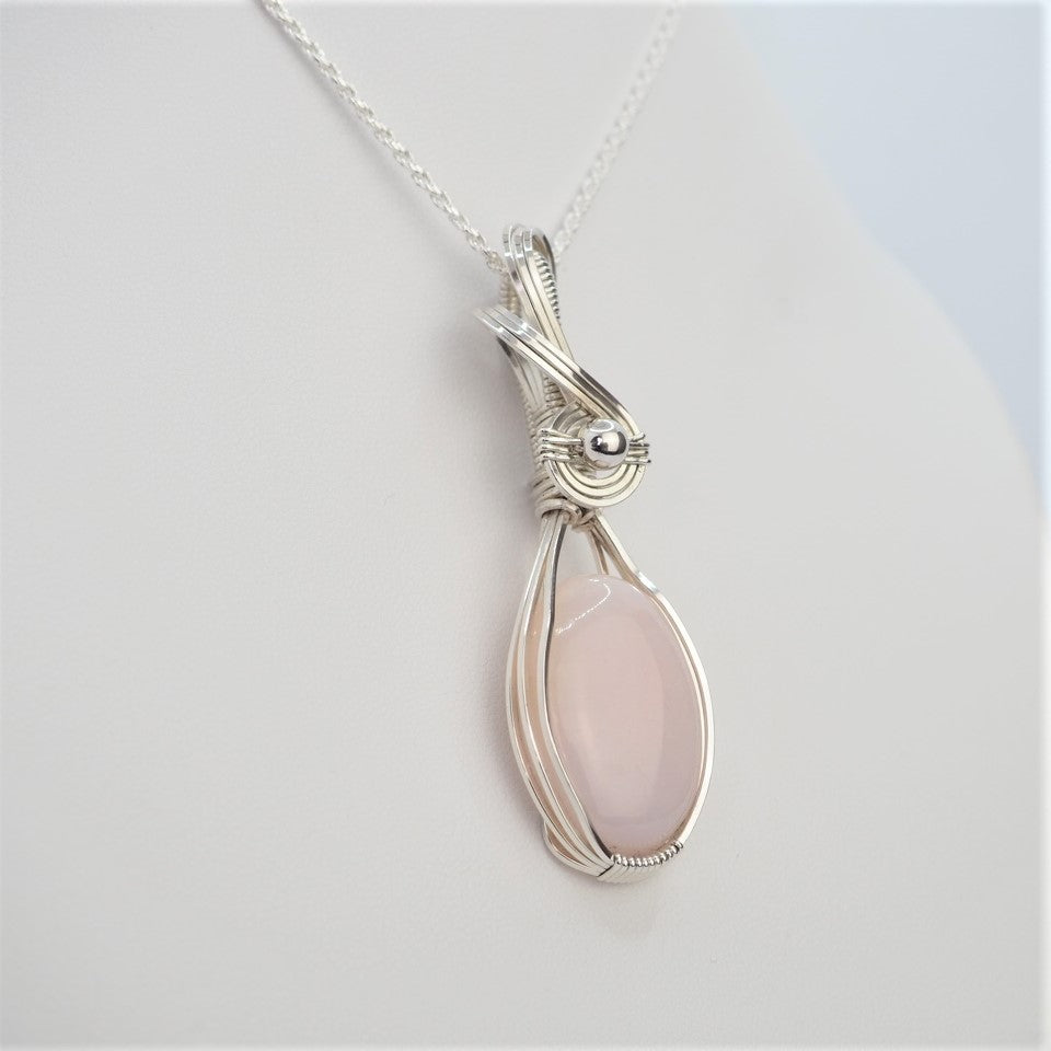 Pink Calcite Pendant in Sterling Silver