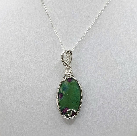 Ruby in Fuchsite wrapped in Sterling Silver