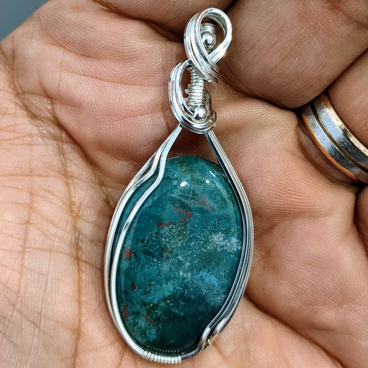 Bloodstone wrapped in Sterling Silver