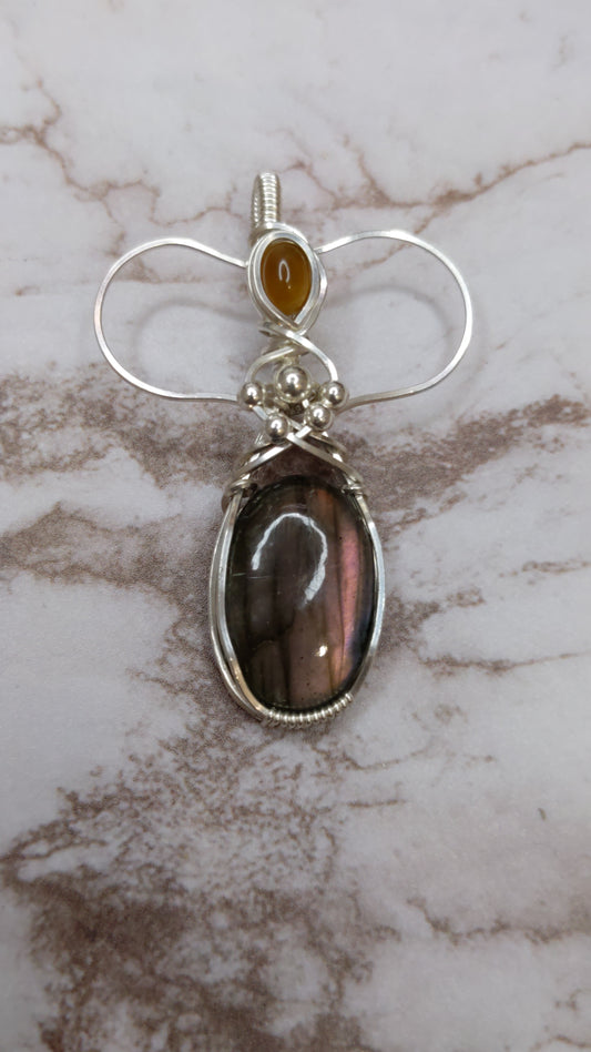 Labradorite and Carnelian in Sterling Silver